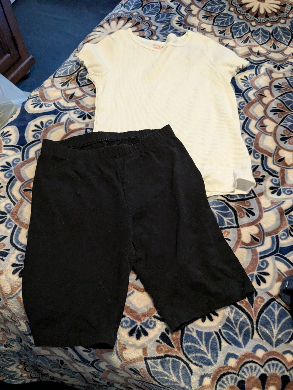 Cat & Jack White Top & Black Kids Bike Shorts - Comfortable Everyday Play